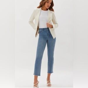 Ecru La cienaga straight leg crop jeans